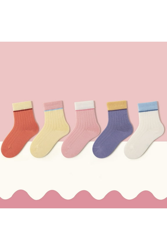 5 Pairs Socks For Kids Girls Children Socks Boy & Girl Centre Tube Socks Toddler Socks