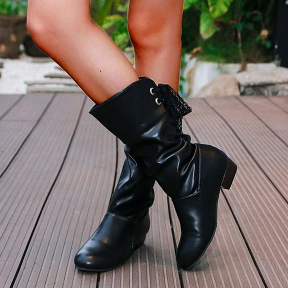 Aueoeo Ankle Boots for Women with Heel, Womens Boots Low Heel Round Toe Lace Up Chunky Sole Boots Winter Warm Mid Heels Snow Boots