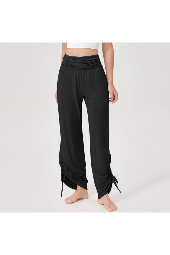 Athletic Pants for Women Cargo Pants Women's Yoga High Waisted Wide Leg Sagging Soft and Breathable Sports and Leisure Pleated Fitness Pants Cargo Pants Women