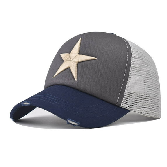 Aueoeo Baseball Caps For Men Star Embroidered Adjustable Mesh Hollow Hat Lightweight Breathable Summer Trucker Hats