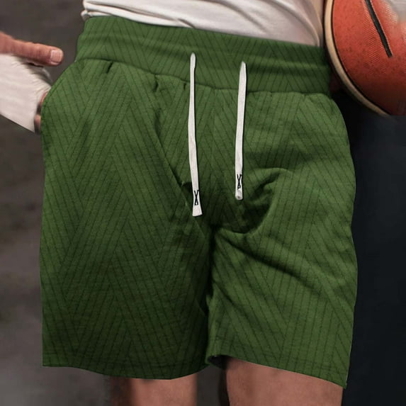 Aueoeo Basketball Shorts Men's Shorts Lightweight Elastic Waist Drawstring Summer Beach Shorts with Pockets Green 3X-L