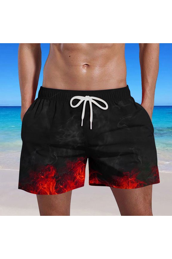 Beach Pants Shorts Men Men's Flame Printing Special Print Beach Casual Trouser Shorts Pant Big And Tall On Clearance
