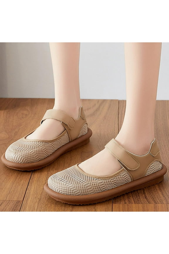 Beach Shoes Women Casual Dress Shoes for Women's Fashion Casual And Summer Woven Breathable And Comfortable Solid Color Round Toe Shallow Mouth Flat