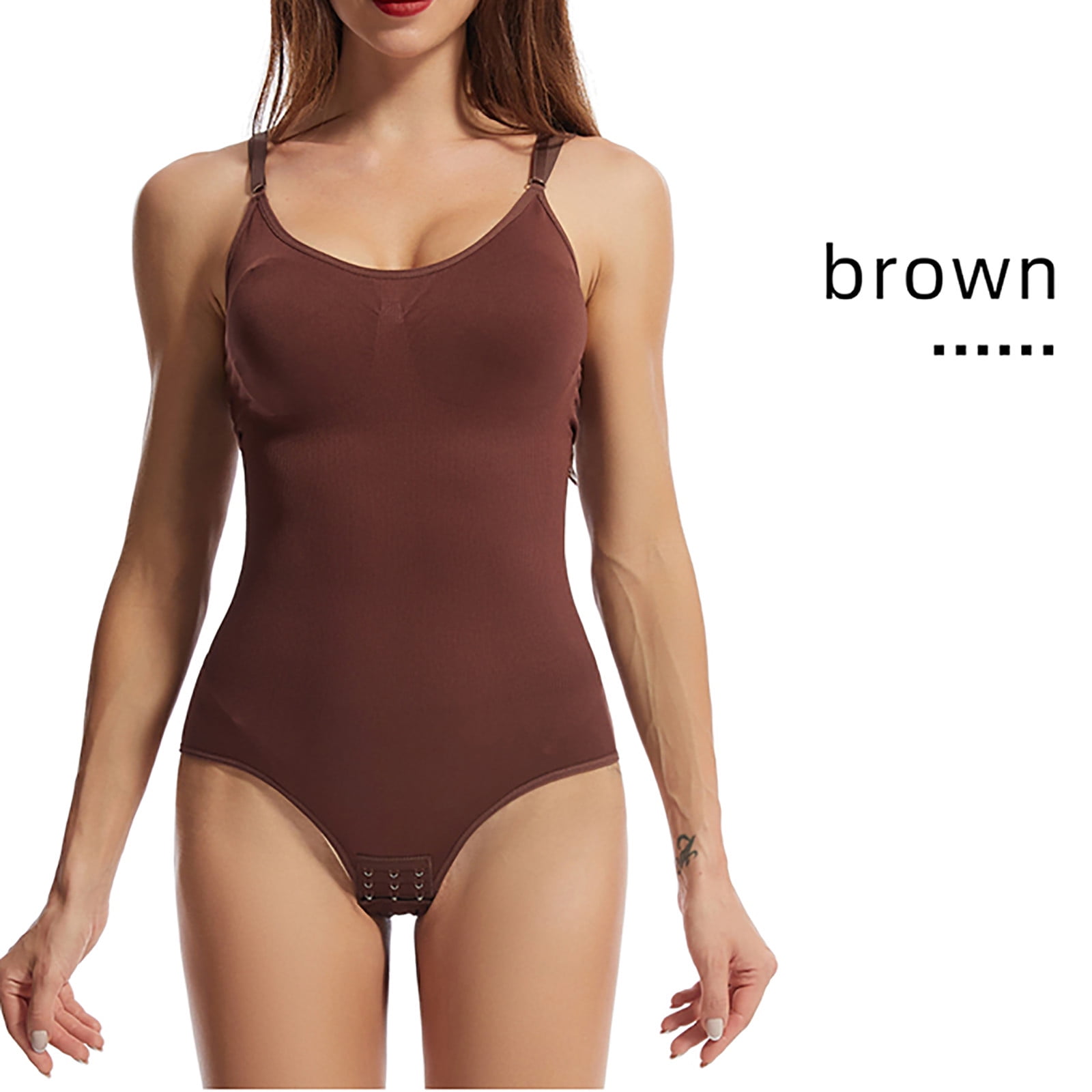 Shapewear Bodysuits Women Tummy Control Body Shaper Fajas Colombianas  Builtin Bra Waist Trainer Slimming Underwear Butt size XL Color Brown
