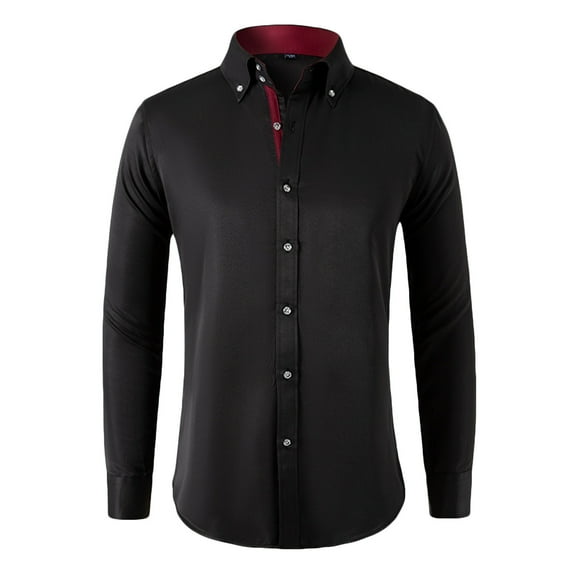Aueoeo Big and Tall Shirts for Men Long Sleeve,Mens Fashion Casual Solid Tops Turndown Collar Buttons Cardigan Shirts (Available in Big & Tall)