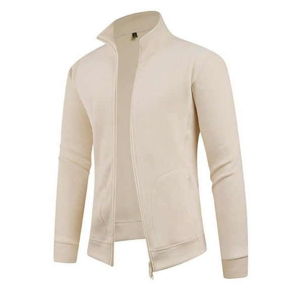 Aueoeo Boy Jacket Dress Jacket Men's Casual Pockets Long Sleeve Zipper Coat Standing Collar Casual Jackets Fleece Coats