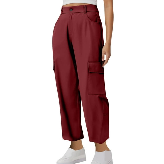Aueoeo Business Casual Pants Business Casual Pants for Women's Mid-Waist Pocket Overalls Casual Pants In Spring and Summer Cargo Pants Women Plus Size