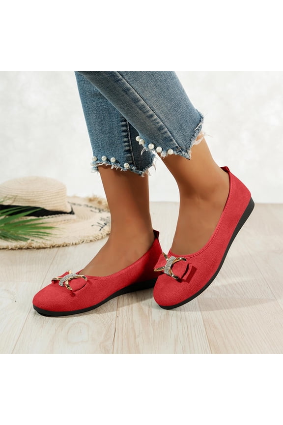 Business Casual Shoes Comfortable Dress Shoes for Women's Fashion Casual And Summer Bow Round Toe -On Breathable Shallow Mouth Low Heel Flat Shoes