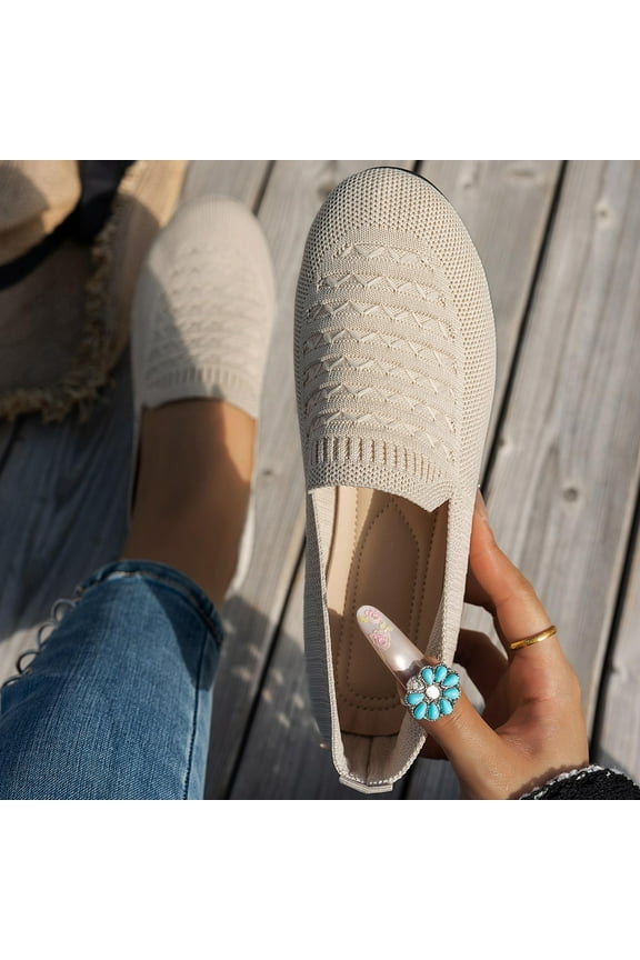 Business Casual Shoes Women Casual Shoes for Women's Fashion Casual Comfortable Mesh Breathable Shoes Solid Color Round Toe Closed Toe Flat Shoes