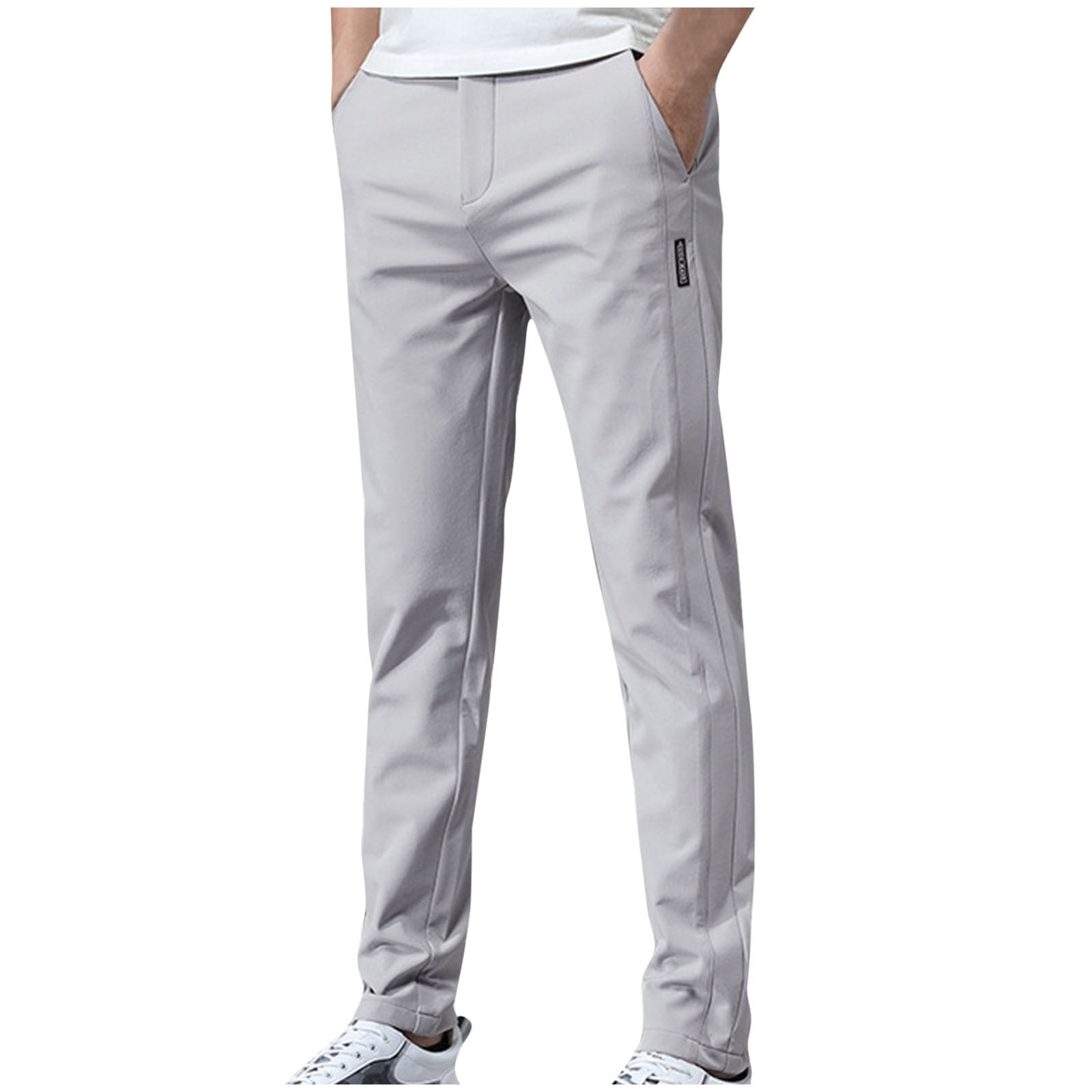 Wavlynn Grey Cotton Cargo Pants For Men With Elastic Waist And Pockets Summer Wide Leg Trousers main image 0
