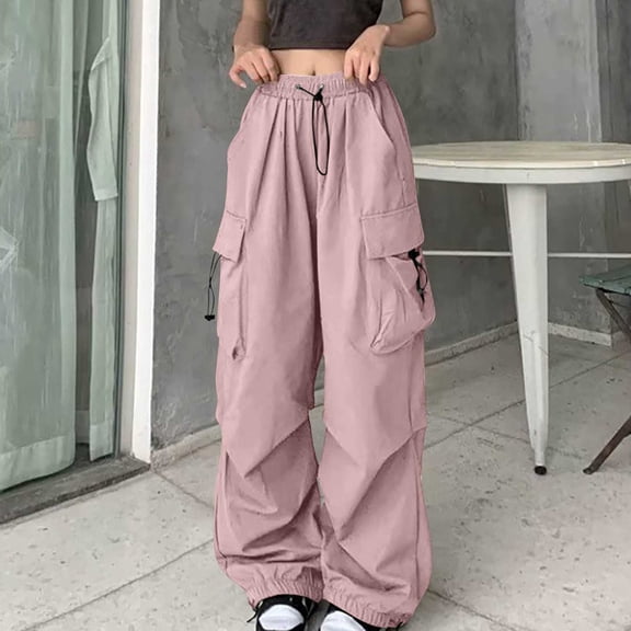 Aueoeo Cargo Pants for Women High Waisted Casual Pants Baggy Stretchy Wide Leg Y2K Streetwear with Pockets