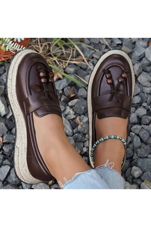 Casual Shoes For Women Women's Fashion Casual Solid Color Rope Bottom Erman Shoes Wedge Heels Shoes Dress Up Shoes