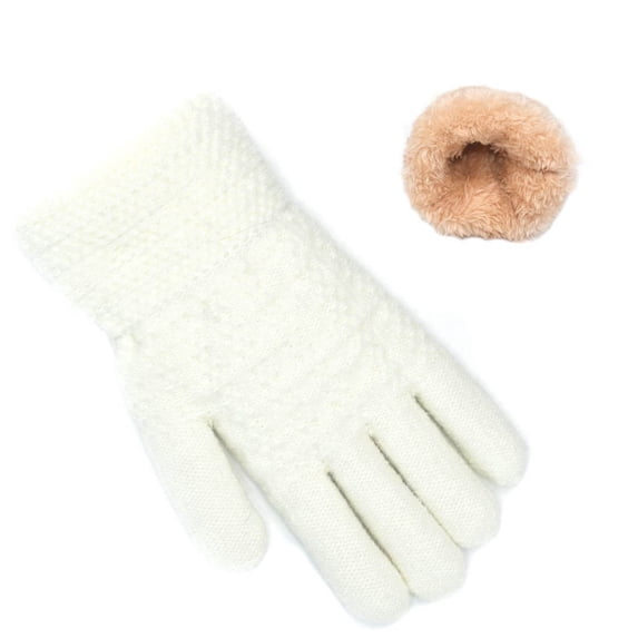 Aueoeo Children Fleece Liner Thickened Gloves For Girls & Boys Warm Winter Solid-color Student Gloves