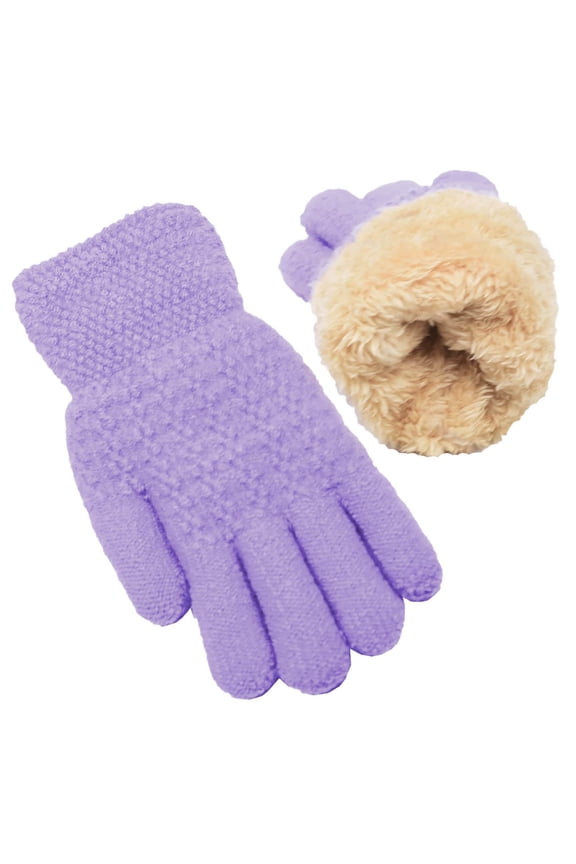 Children Fleece Liner Thickened Gloves For Girls & Boys Warm Winter Solid-color Student Gloves