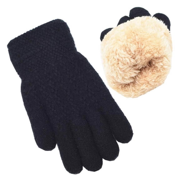 Aueoeo Children Fleece Liner Thickened Gloves For Girls & Boys Warm Winter Solid-color Student Gloves