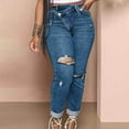 thumbnail image 1 of Aueoeo Classic Jeans For Women High Rise Skinny Stretch Ripped Jeans Button Up Waisted Destroyed Denim Pants, 1 of 7