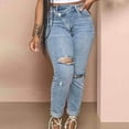 thumbnail image 1 of Aueoeo Classic Jeans For Women High Rise Skinny Stretch Ripped Jeans Button Up Waisted Destroyed Denim Pants, 1 of 7