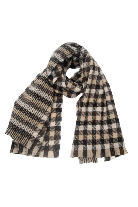 Classic Plaid Tartan Scarf For Women Men Soft Check Scarves Striped Color Tartan Plaid Long Fashion Neck Scarves Black