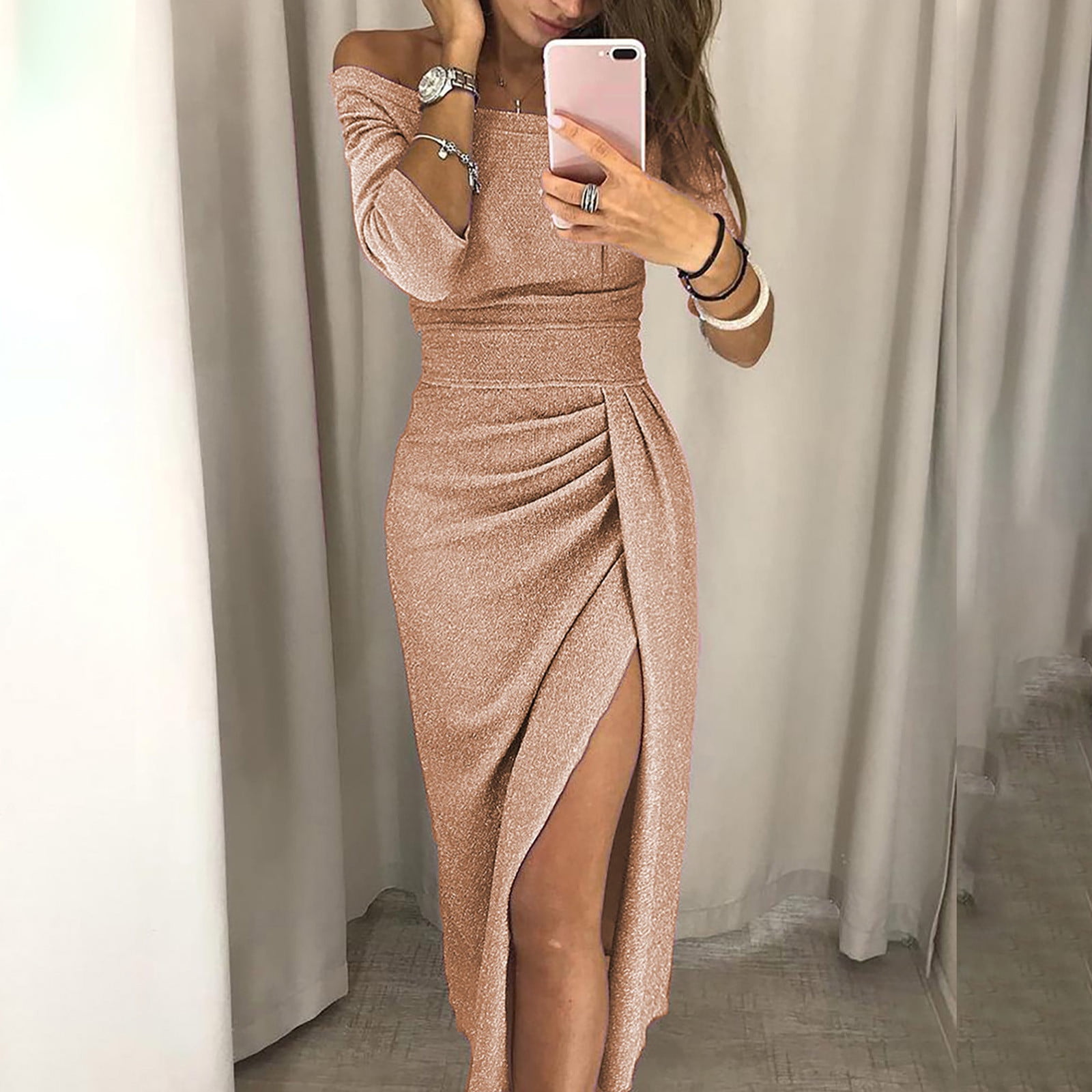 gold cardigan dress SGR 22 Pearl XL Fashion Woman Golden Sequin __l:propriano-form-fitting-nautical-stripe-dress-anti-uv-stretch-fabric-white-pink neckline and long fitted Size:8-S