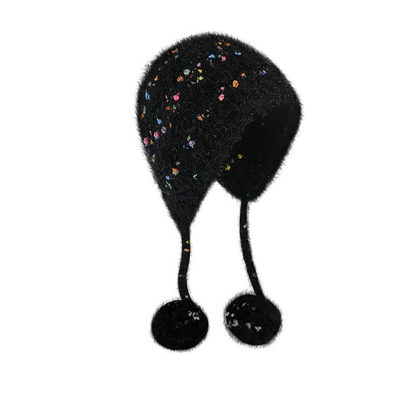 Aueoeo Comfortable Hats for Trendy Winter Women Warm Knitted Hat Korean Style Wool Long Rope Cold Proof Pullover Hat Outdoor Windproof Acrylic Yarn Hat Caps