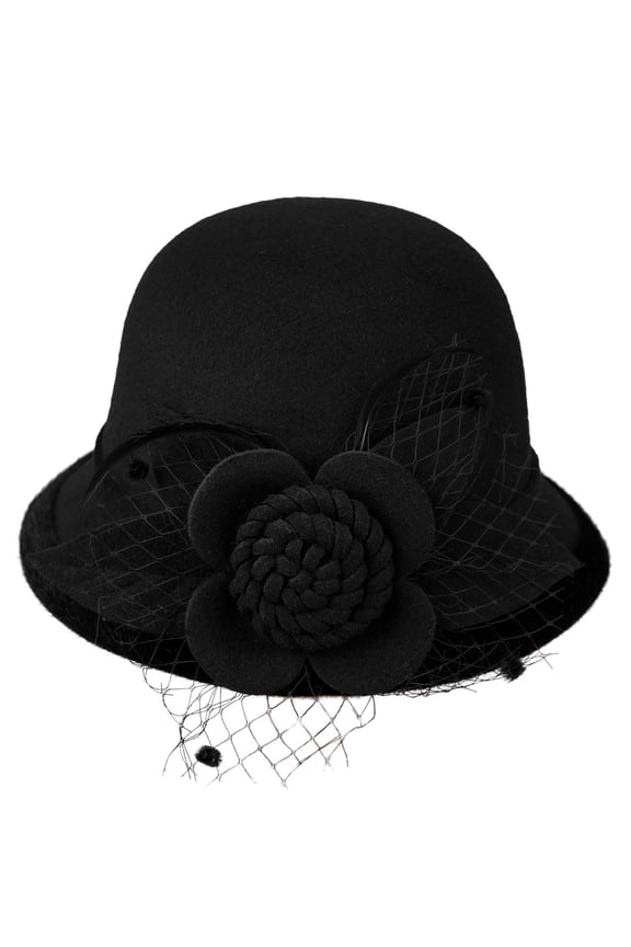 Comfortable Hats for Trendy Women'S Elegant Gauze Flower Fashion Cap Warm Woolen Hat Dome Hat Caps