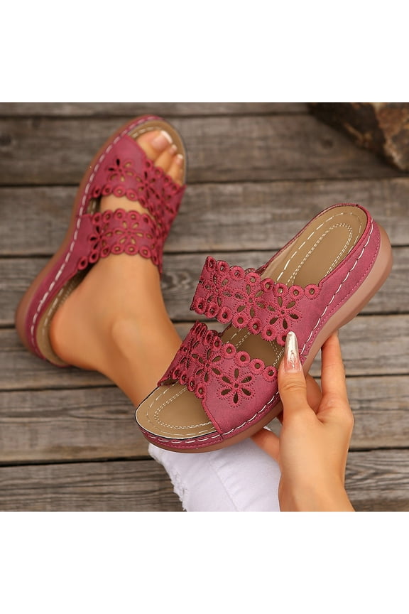 Comfortable Sliper For Women Beach Hollow Out Walking Sandals Orthopedic Arch Support Sandals Fashion Walking Flats