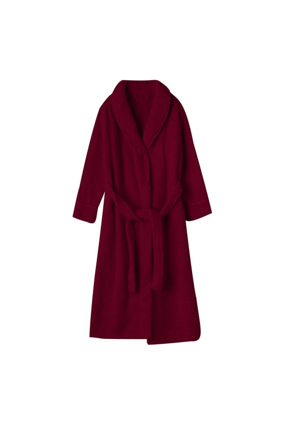 Couple Bathrobe Long Bath Robe Soft Comfy Bathrobes Nightgown Pajamas Sleepwear Housecoat Wine M