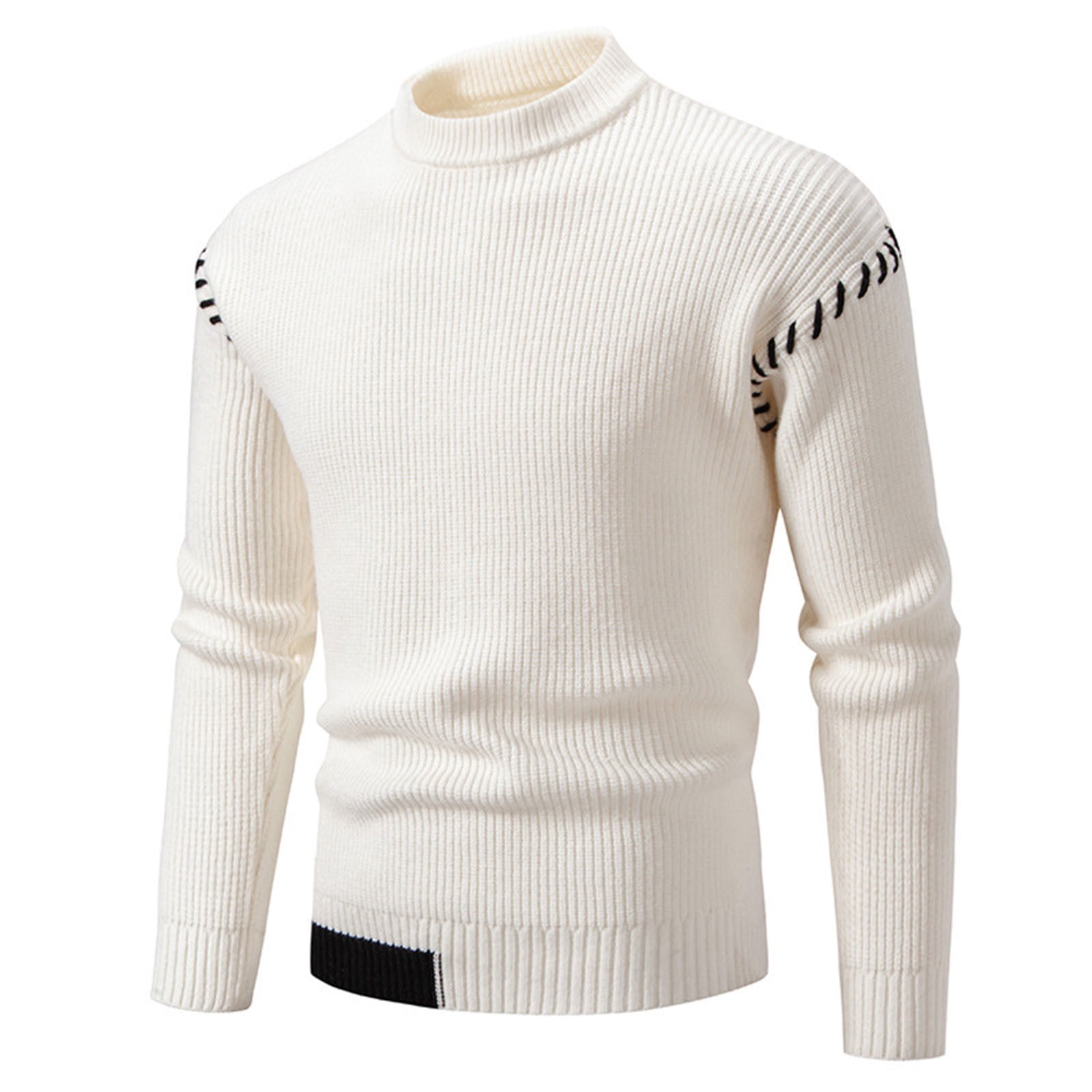 Sweaters Second Base Aueoeo Crochet Sweater Dressy Sweaters Man Color Match Knit Mock ...