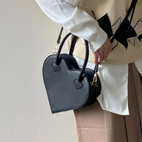 Aueoeo Crossbody Bag For Women, Vegan Leather Bag Heart-shaped, Vintage Simple Handbag Faux Leather Casual Purse