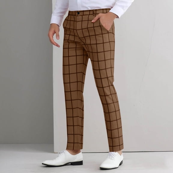 Aueoeo Dress Pants Mens Cargo Pants Men Plaid Fashion Casual Formal Business Comfortable Fashion Daily Small-Leg Pants -Pants Long Pants Mens Sweatpants