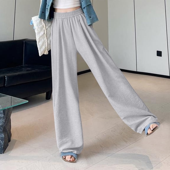 Aueoeo Dress Pants Women Sweatpants Ladies' Thin Solid Color High Waist Loose Hanging Straight Casual Pants Sports Drying Pants Womens Work Pants
