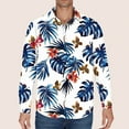 thumbnail image 1 of Aueoeo Dress Shirt For Men Loose Fits Floral Printed Shirt Long Sleeve Hawaiian Shackets Button Up Shirt Lightweight Top White S, 1 of 5