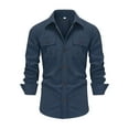 thumbnail image 1 of Aueoeo Dress Shirt Men, Men's Button Up Dress Shirt Casual Solid Color Lapel Long Sleeve Blouse Work Shirt, 1 of 7