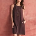 thumbnail image 1 of Aueoeo Dresses for Women Casual, Women's Summer Casual Tank Dress Crewneck Sleeveless Sundress Cotton Linen Dress Loose Mini Dress with Pockets, 1 of 6