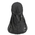 thumbnail image 1 of Aueoeo Durags Caps for Men Elastic Wave Cap with Long Tail Headwraps Satin Doo Rags Hair Cap Soft Breathable Wide Strap Pirate cap Dome Hat for Hip-hop Decor, 1 of 2