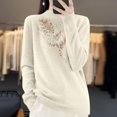 thumbnail image 1 of Aueoeo Fall Sweaters For Women, Pullover Sweaters For Women Solid Color Rhinestone Half High Neck Knitted Base Sweater Sweater Sweater Weather, 1 of 4
