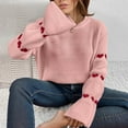 thumbnail image 1 of Aueoeo Fall Sweaters, Sweater Set Womens Casual Sweater Heart Pullover Round Neck Sweater Round Neck Sweater Sweater Sets For Women, 1 of 7