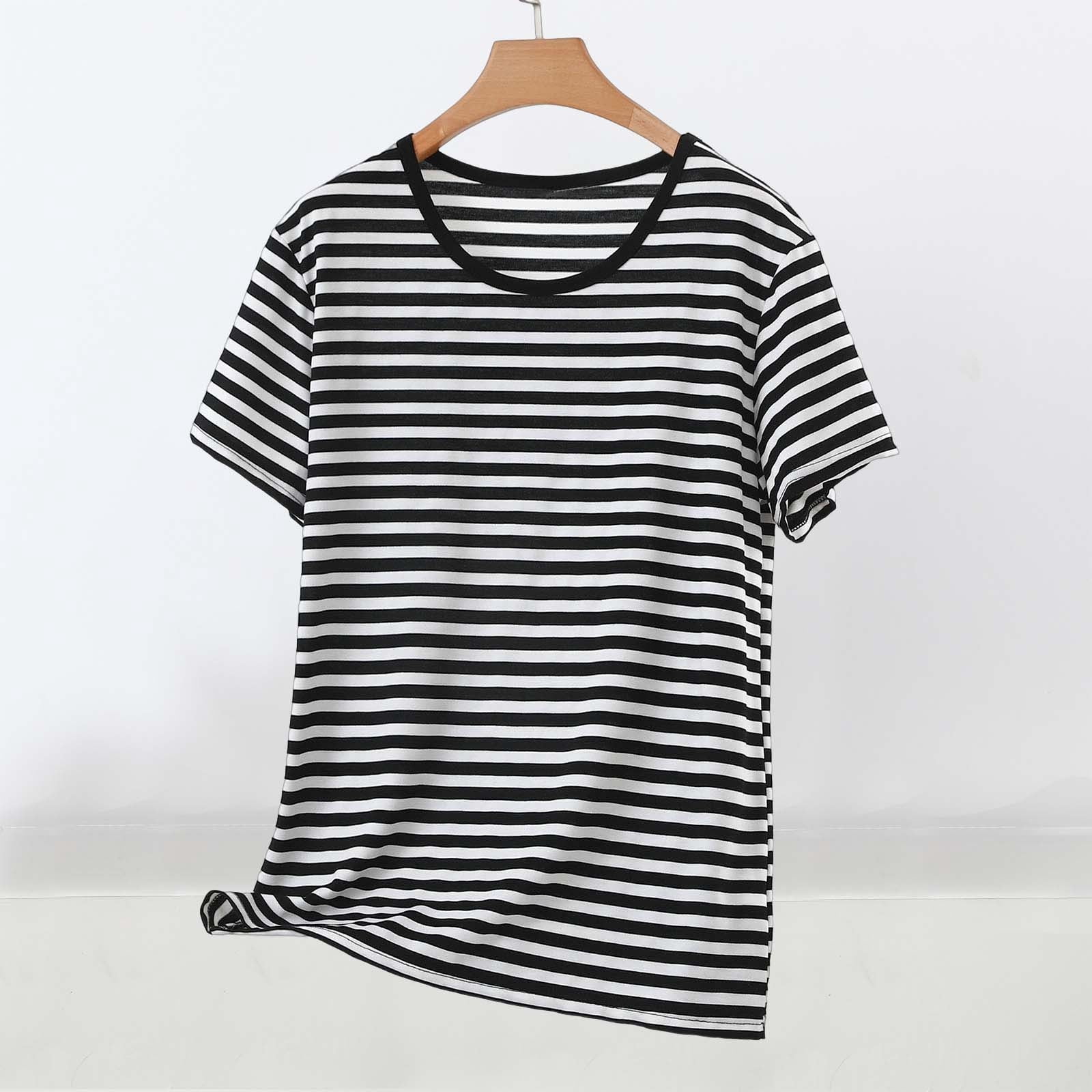 Aueoeo Fall Top For Women Fashion Women's Summer Short Sleeve Round ...