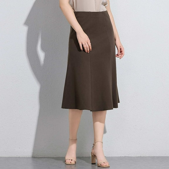 Aueoeo Fashion Skirts For Women Solid Color High Waist Casual Skirt Daily Work A-Line Soft Comfy Skirts