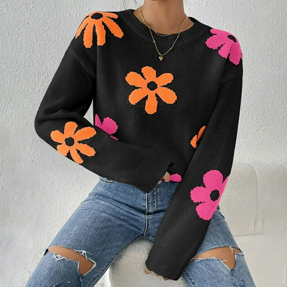 Aueoeo Fashion Sweaters for Women Crewneck Long Sleeve Slim Fitted Textured Cable Knit Pullover Sweater Tops