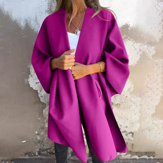 Aueoeo Faux Cape Jackets for Women Lightweigh Blanket Warm Shawl Winter Coat Sweater Cape Coats