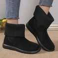thumbnail image 1 of Aueoeo Flat Ankle Boots for Women Casual Fall Winter Style Warm Short Boots Knitted Cuffed Stitching Round Toe Shoes, 1 of 5
