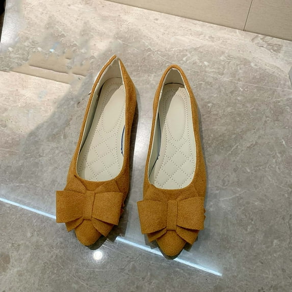 Aueoeo Flats For Women,Ballet Flats Women'S Spring And Summer New Shallow Mouth Suede Bow Slip-On Flat Shoes Mesh Flats On Clearance