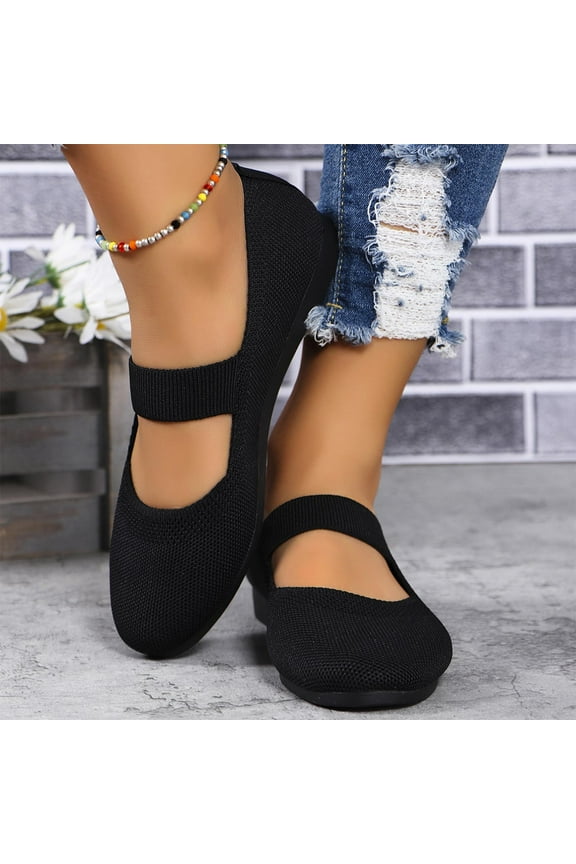 Flats For Women,Summer Flats For Women 2024 Women'S Foreign Trade Large Size New Flat Casual Work Knitted Single Shoes Round Head Shallow Mouth Retro Slip-On Single Shoes Ballet Flats On Clear