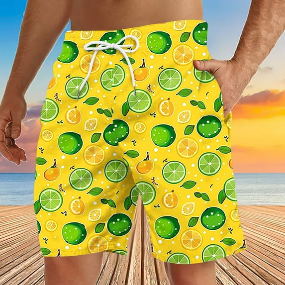Aueoeo Funny Graphic Printed Short For Men Hawaiian Beach Shorts Plus Size Quick Dry Elastic Waist Drawstring Shorts With Pockets L