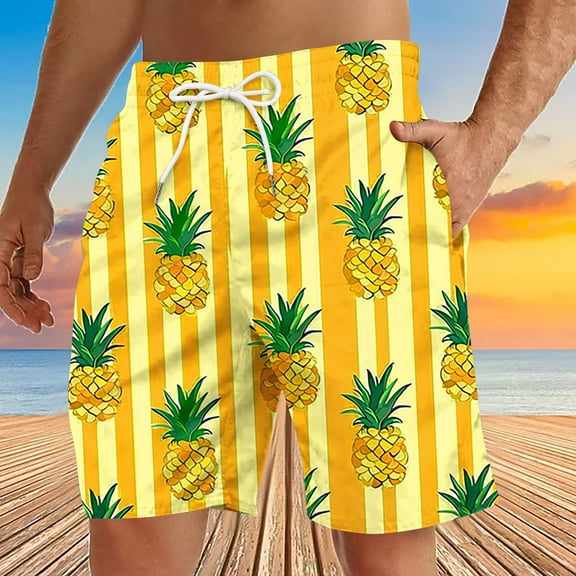 Aueoeo Funny Graphic Printed Short For Men Hawaiian Beach Shorts Plus Size Quick Dry Elastic Waist Drawstring Shorts With Pockets M