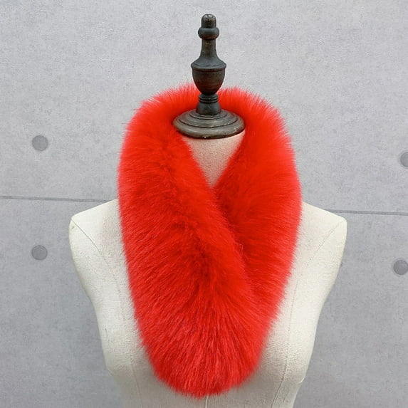 Aueoeo Furs Collar Scarf For Women Faux Furs Scarves Neck Soft Elegant For Fall Winter Warm Coat Dress Red