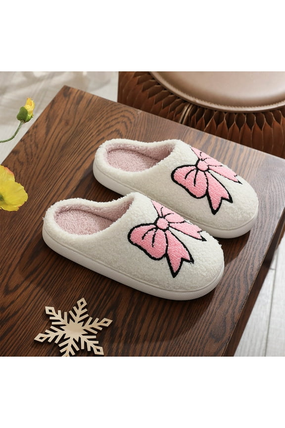Fuzzy Face Slippers Women Non-Slip Slippers Soft Fluffier Warm Home Cute Cozy Indoor Outdoor Memory Foam Slippers White