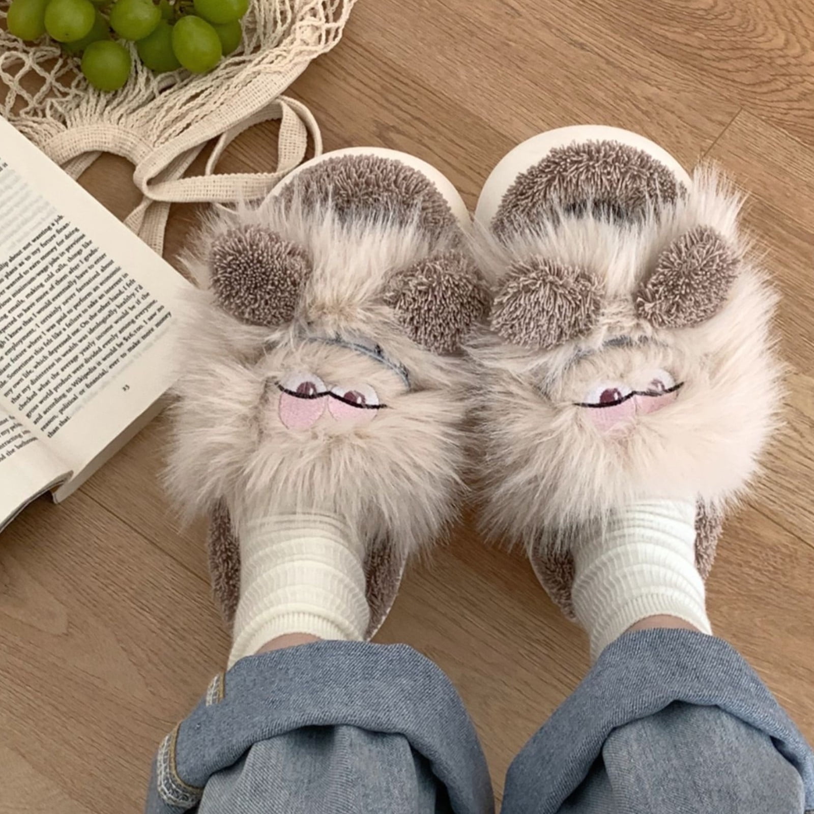 womens fluffy slippers