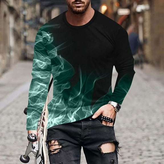 Aueoeo Golf Pullover Men T Shirt Men's Halloween Printed Top Casual Long Sleeved Round Neck Top/Shirt Mens T Shirts Loose Fits